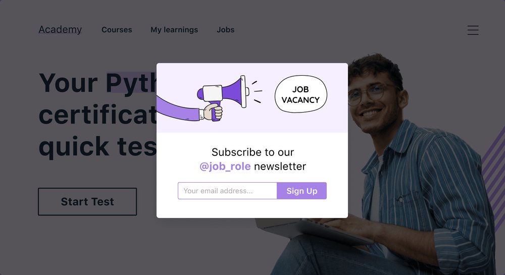 Create pop ups with personalized images and dynamic content