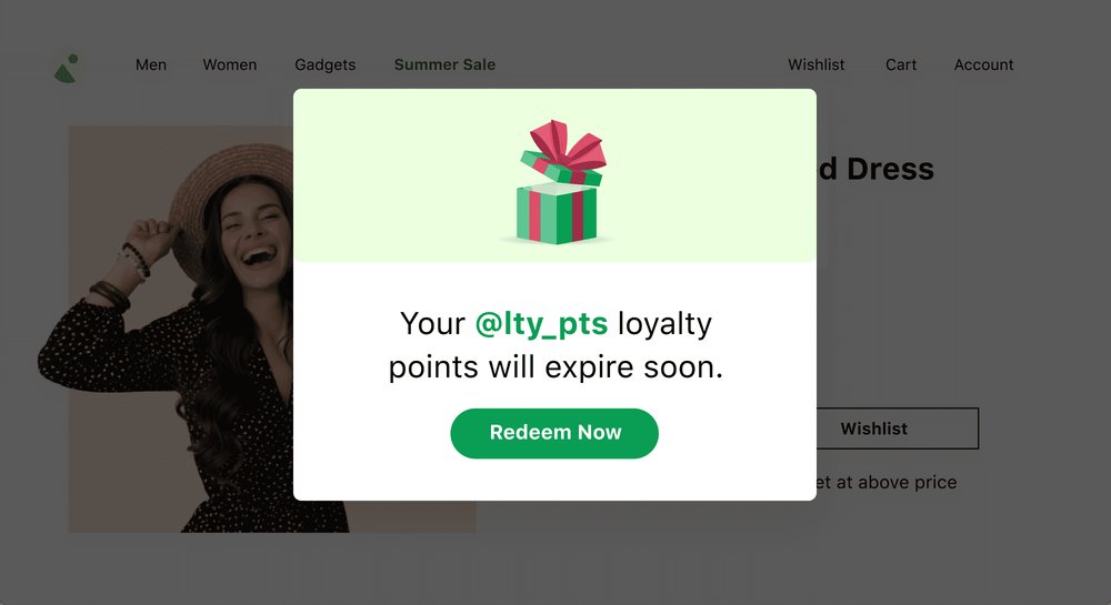 Insert personalized pop ups with dynamic text