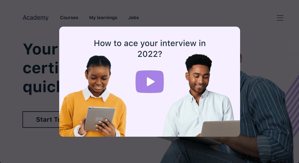 Prompt shoppers to watch promotional videos that open and stream inside a pop up