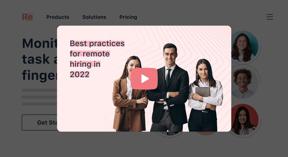 Prompt shoppers to watch promotional videos that open and stream inside a pop up